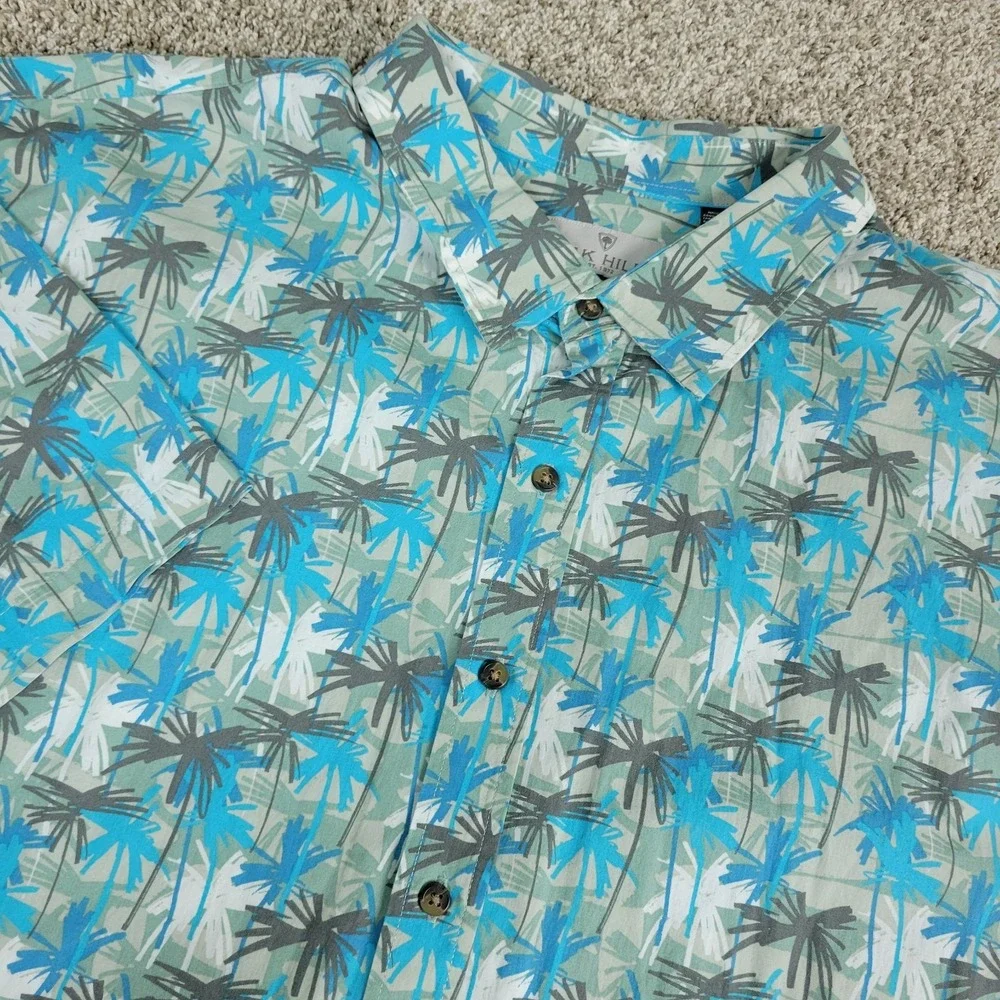 NWT Oak Hill Mens 4XLT Multicolor AOP Floral Palm Tree Button‎ Up Short Sleeve